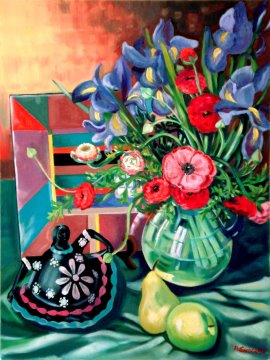 Irises And Peruvian Lady